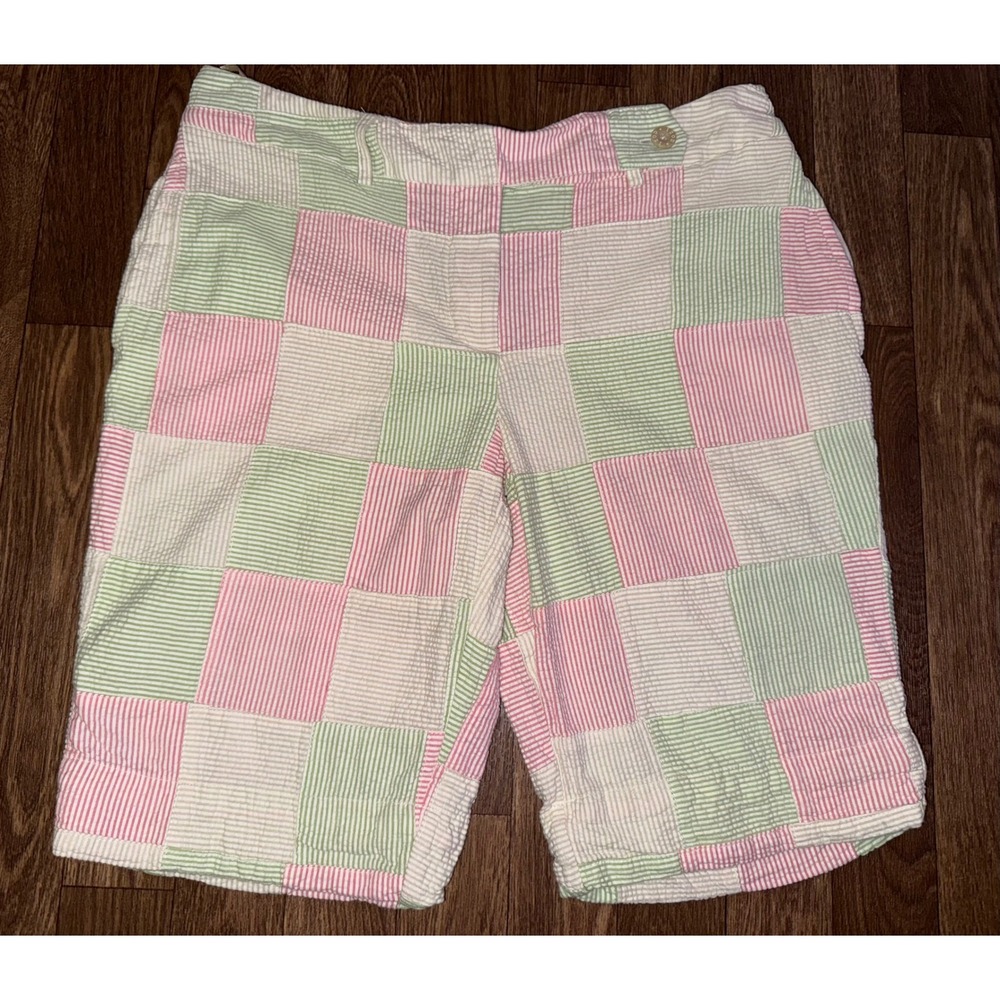 IZOD Golf Seersucker Patchwork Shorts Casual Cute Colorful Size‎ 6